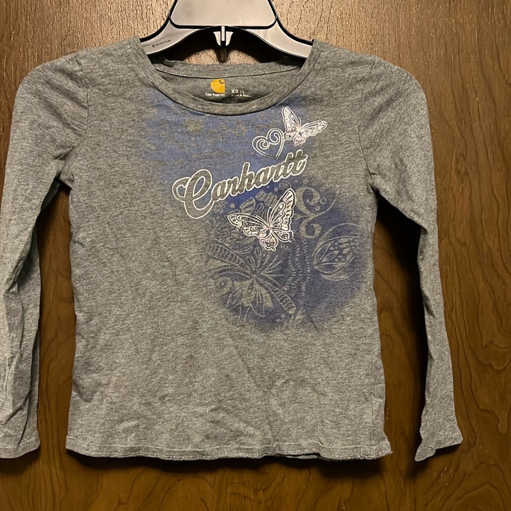 Carhartt gray long sleeve shirt size XS (7) girls